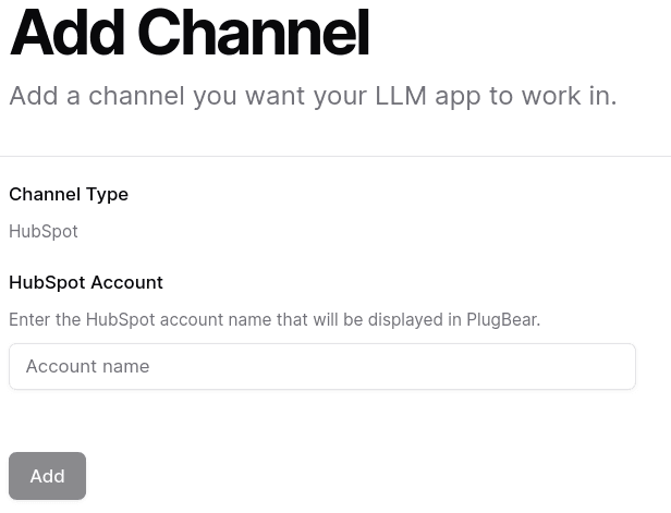 HubSpot account name form