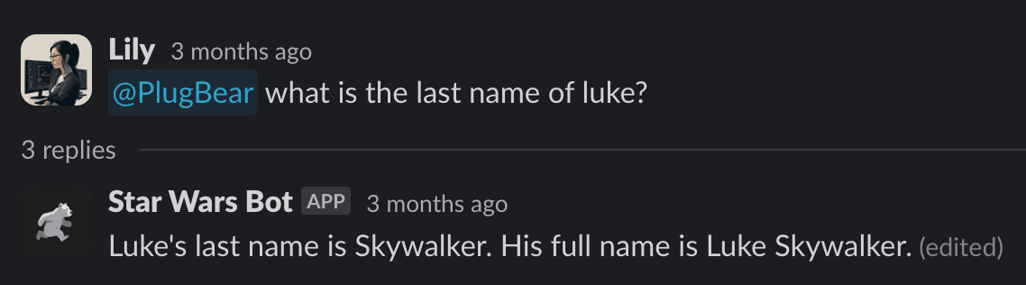 Mentioning the bot in Slack