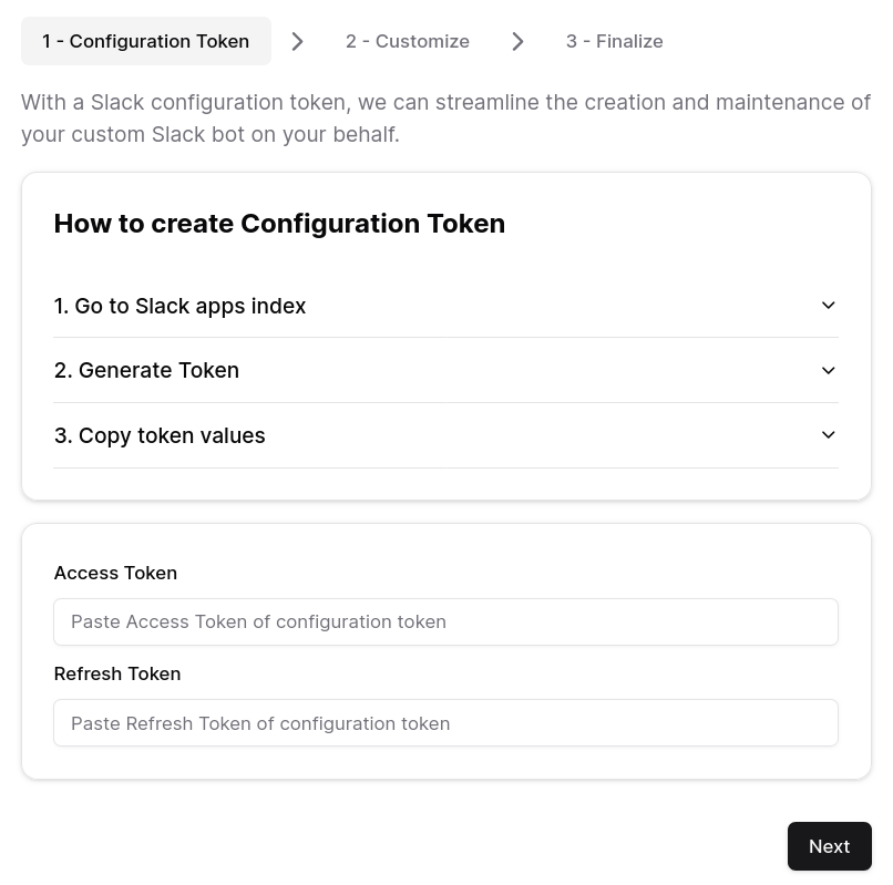 Slack Configuration Token