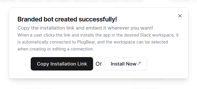 Installation URL dialog